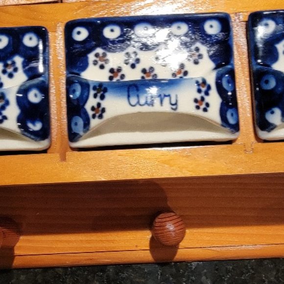 French Kitchen Porcelain & Wooden Wall Shelf Kitchen Apothecary Cabinet - Picture 12 of 15